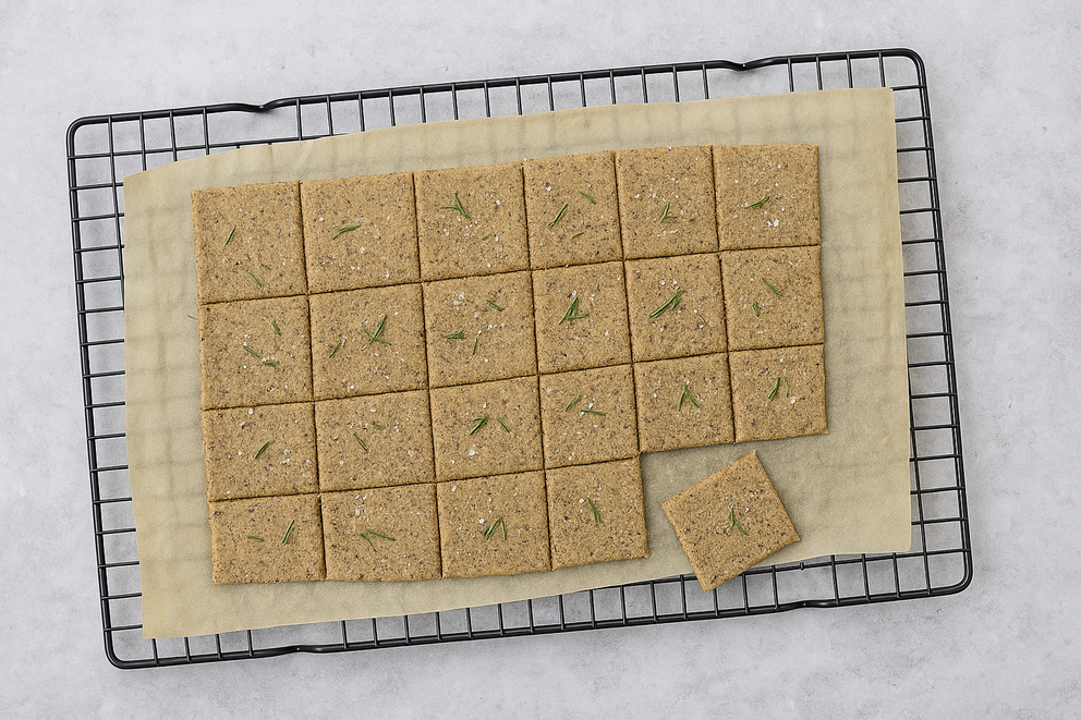 Glutenvrije boekweitcrackers met rozemarijn en zeezout